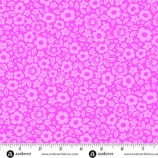 Ghostly Garden Pink Floral Fright Yardage by KP Creates for Andover Fabrics