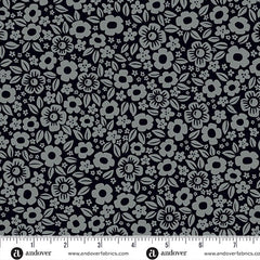 Ghostly Garden Black Floral Fright Yardage by KP Creates for Andover Fabrics
