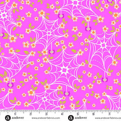 Ghostly Garden Pink Web and Bloom Yardage by KP Creates for Andover Fabrics
