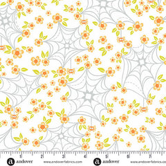 Ghostly Garden White Web and Bloom Yardage by KP Creates for Andover Fabrics