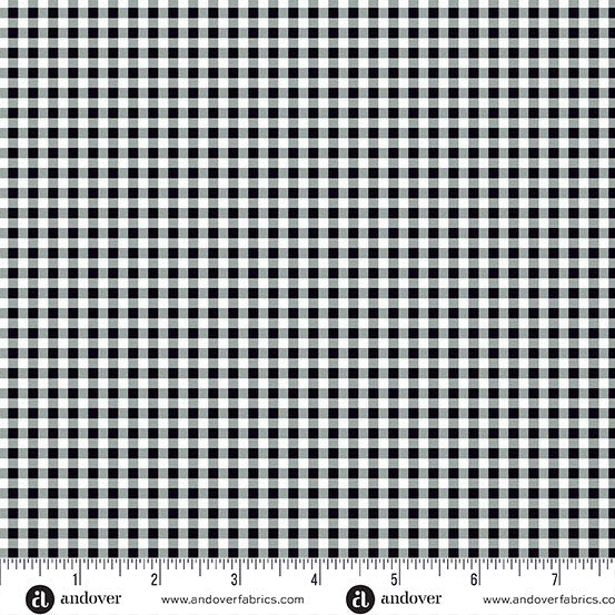 Ghostly Garden Black Bitty Gingham Yardage by KP Creates for Andover Fabrics