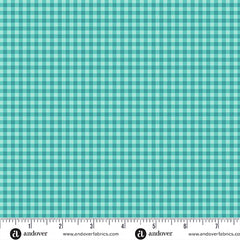 Ghostly Garden Aqua Bitty Gingham Yardage by KP Creates for Andover Fabrics