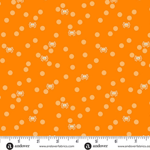 Ghostly Garden Orange Spin and Spot Yardage by KP Creates for Andover Fabrics