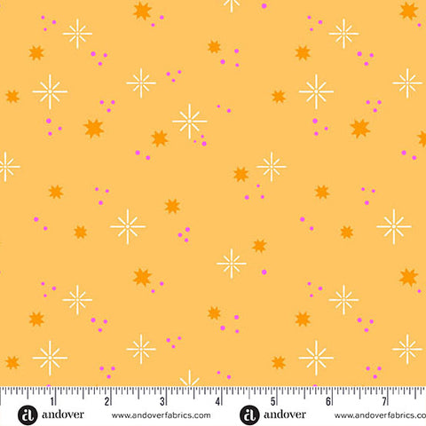 Ghostly Garden Orange Stardust Yardage by KP Creates for Andover Fabrics