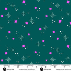 Ghostly Garden Teal Stardust Yardage by KP Creates for Andover Fabrics