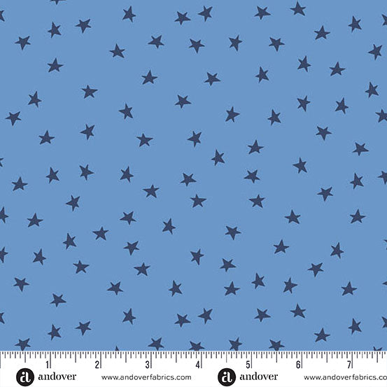 Oh Say Can You Sew Cornflower Blue Bright Stars Yardage by Amy Latta for Andover Fabrics