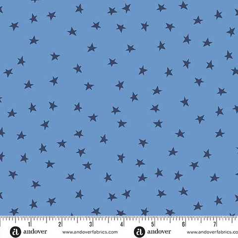 Oh Say Can You Sew Cornflower Blue Bright Stars Yardage by Amy Latta for Andover Fabrics