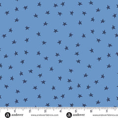 Oh Say Can You Sew Cornflower Blue Bright Stars Yardage by Amy Latta for Andover Fabrics