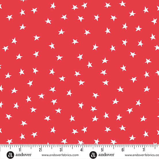 Oh Say Can You Sew Red Bright Stars Yardage by Amy Latta for Andover Fabrics