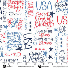 Oh Say Can You Sew White Land That I Love Yardage by Amy Latta for Andover Fabrics