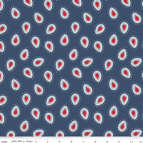 American Beauty Navy Paisley Yardage by Dani Mogstad for Riley Blake Designs