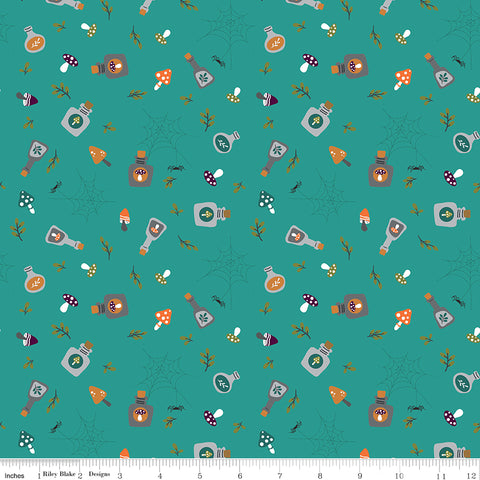 Little Witch Light Teal Potions Yardage by Jennifer Long for Riley Blake Designs
