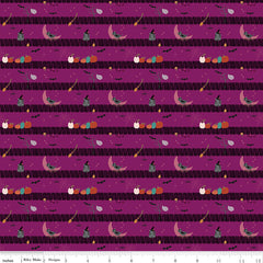 Little Witch Magenta Sitting on a Gate Yardage by Jennifer Long for Riley Blake Designs