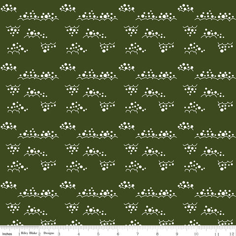 Christmas Is In Town Dark Green Snowballs Yardage by Sandy Gervais for Riley Blake Designs