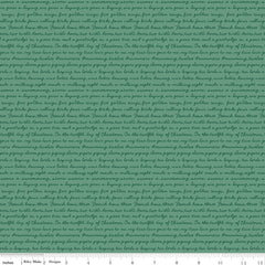 A Pear-fect Christmas Mint Calling Words Yardage by Cayla Naylor for Riley Blake Designs
