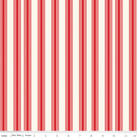 Freedom Garden Red Stripes Yardage by My Mind's Eye for Riley Blake Designs