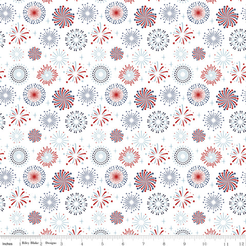 Stars and Stripes Forever White Fireworks Yardage by Lori Whitlock for Riley Blake Designs