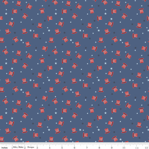 Stars and Stripes Forever Blue Hats Yardage by Lori Whitlock for Riley Blake Designs
