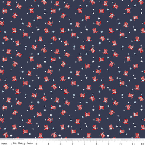 Stars and Stripes Forever Navy Hats Yardage by Lori Whitlock for Riley Blake Designs