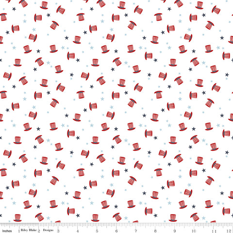 Stars and Stripes Forever White Hats Yardage by Lori Whitlock for Riley Blake Designs