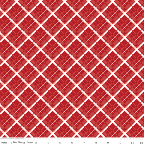Stars and Stripes Forever Red Plaid Yardage by Lori Whitlock for Riley Blake Designs