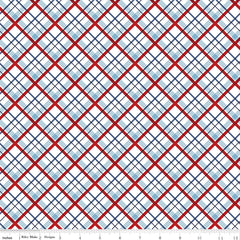 Stars and Stripes Forever White Plaid Yardage by Lori Whitlock for Riley Blake Designs