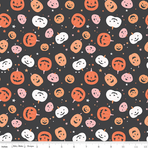 Hey Pumpkin Charcoal Pumpkins Yardage by My Mind's Eye for Riley Blake Designs