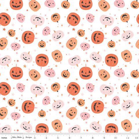 Hey Pumpkin White Pumpkins Yardage by My Mind's Eye for Riley Blake Designs