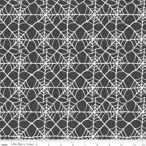 Hey Pumpkin Charcoal Webs Yardage by My Mind's Eye for Riley Blake Designs