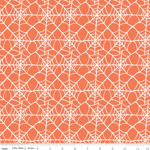 Hey Pumpkin Orange Webs Yardage by My Mind's Eye for Riley Blake Designs