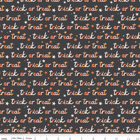 Hey Pumpkin Charcoal Trick Or Treat Yardage by My Mind's Eye for Riley Blake Designs