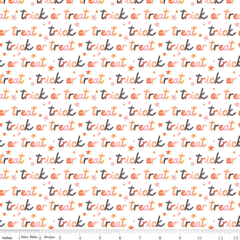 Hey Pumpkin White Trick Or Treat Yardage by My Mind's Eye for Riley Blake Designs