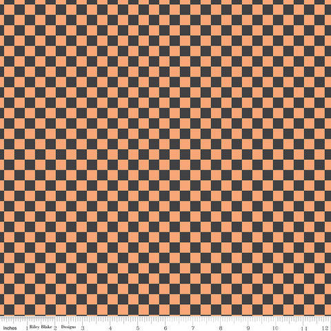 Hey Pumpkin Charcoal Checks Yardage by My Mind's Eye for Riley Blake Designs