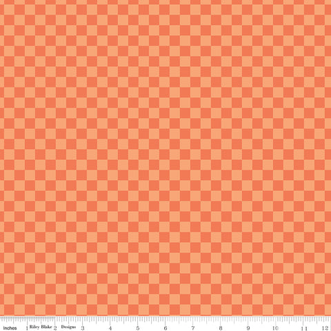Hey Pumpkin Orange Checks Yardage by My Mind's Eye for Riley Blake Designs