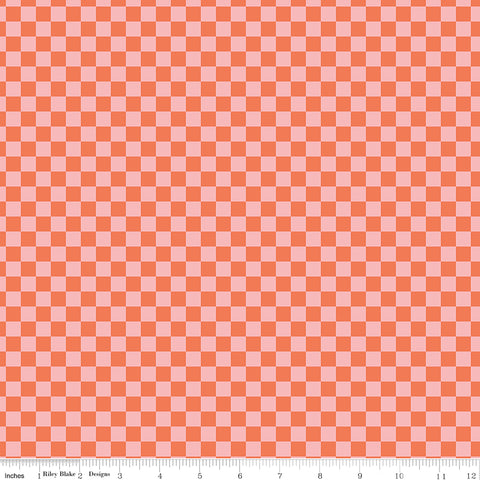 Hey Pumpkin Pink Checks Yardage by My Mind's Eye for Riley Blake Designs