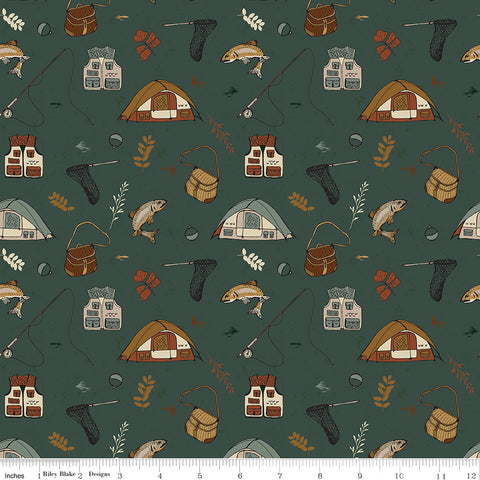 Let's Wander Forest Gone Fishing Yardage by Casey Cometti for Riley Blake Designs