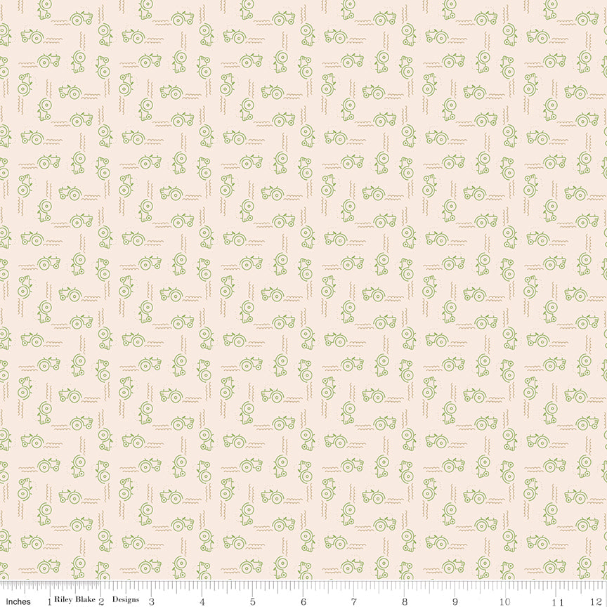 Farmer's Daughter Thyme Tractors Background Yardage by Lori Holt for Riley Blake Designs