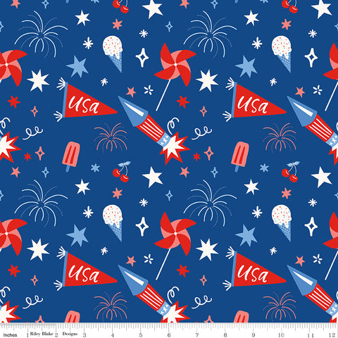 Firecracker Blue Main Yardage by My Mind's Eye for Riley Blake Designs