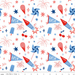 Firecracker White Main Yardage by My Mind's Eye for Riley Blake Designs