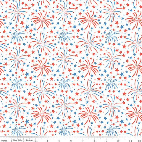 Firecracker White Fireworks Yardage by My Mind's Eye for Riley Blake Designs