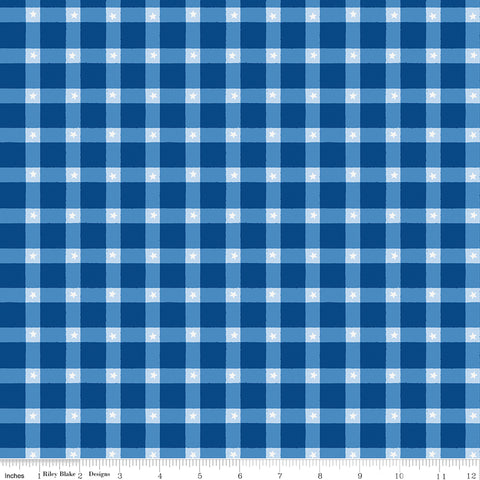 Firecracker Blue Plaid Yardage by My Mind's Eye for Riley Blake Designs