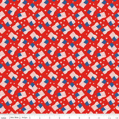 Firecracker Red Hen Flags Yardage by My Mind's Eye for Riley Blake Designs
