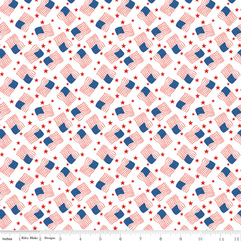 Firecracker White Flags Yardage by My Mind's Eye for Riley Blake Designs