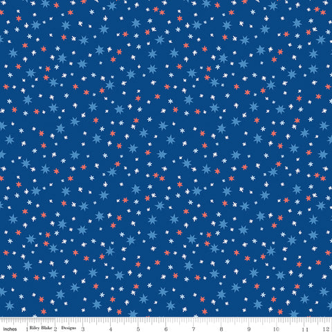 Firecracker Blue Stars Yardage by My Mind's Eye for Riley Blake Designs