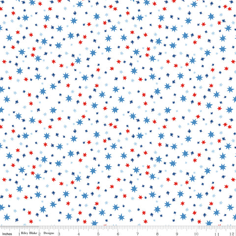 Firecracker White Stars Yardage by My Mind's Eye for Riley Blake Designs