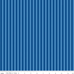Firecracker Blue Stripes Yardage by My Mind's Eye for Riley Blake Designs