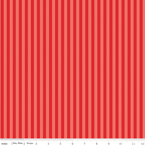 Firecracker Red Hen Stripes Yardage by My Mind's Eye for Riley Blake Designs