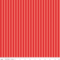 Firecracker Red Hen Stripes Yardage by My Mind's Eye for Riley Blake Designs