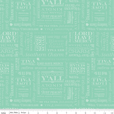 Southern Charm Mint Text Yardage by RBD Designers for Riley Blake Designs