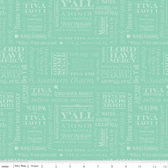 Southern Charm Mint Text Yardage by RBD Designers for Riley Blake Designs